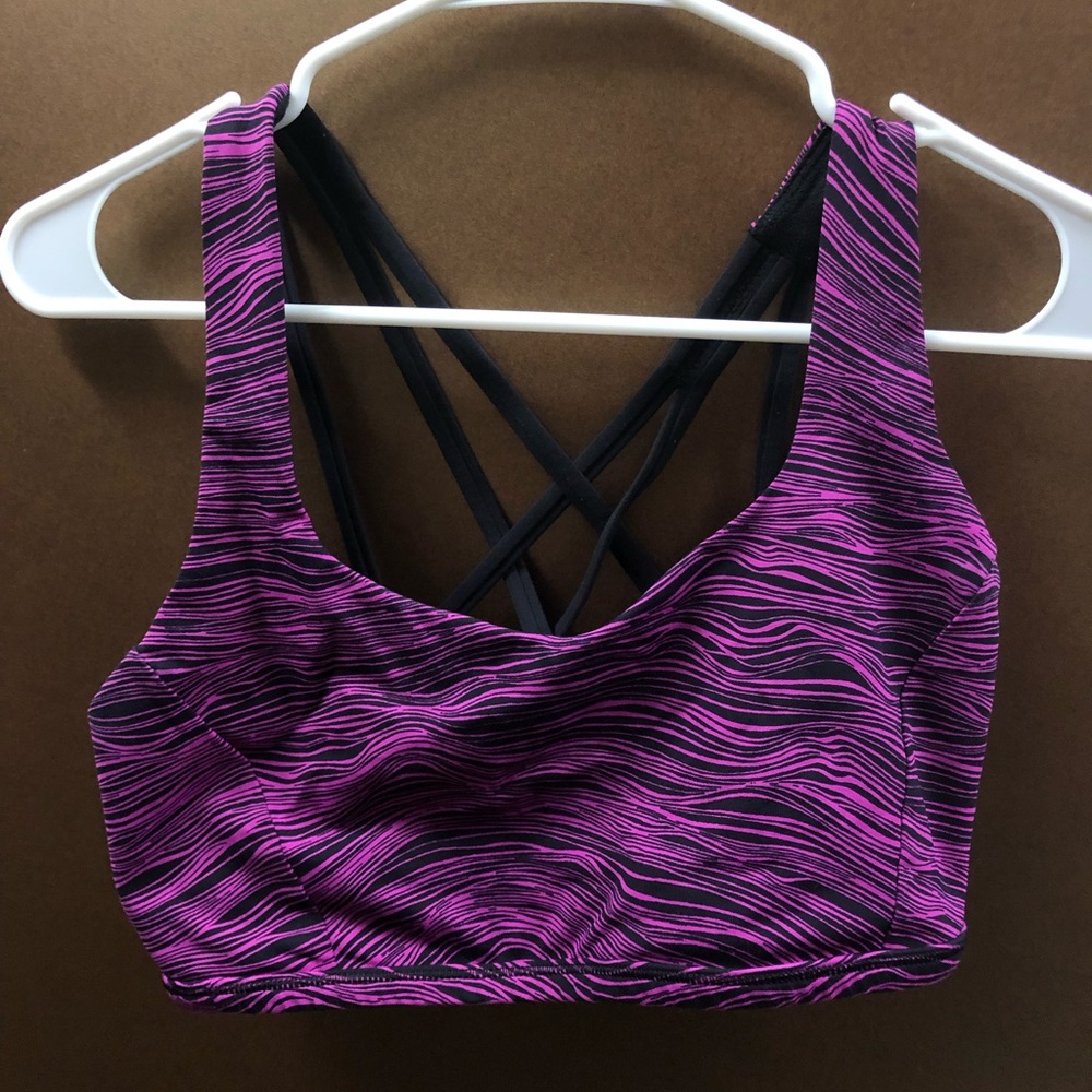 Lululemon Free to be Serene pink and black bra